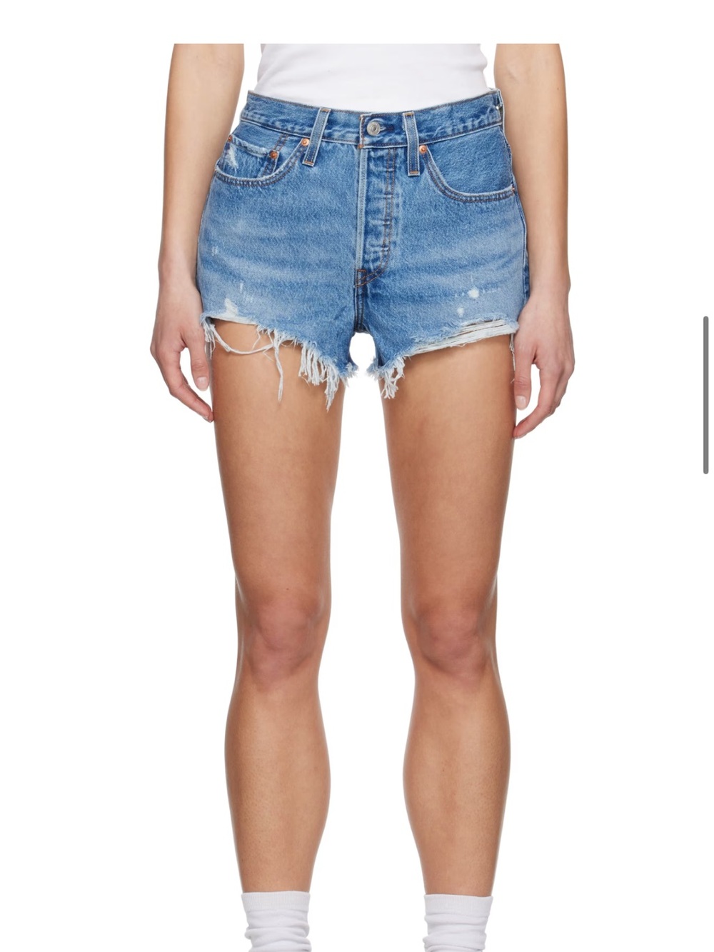 Levi’s 50- High-Rise Distressed Denim Shorts